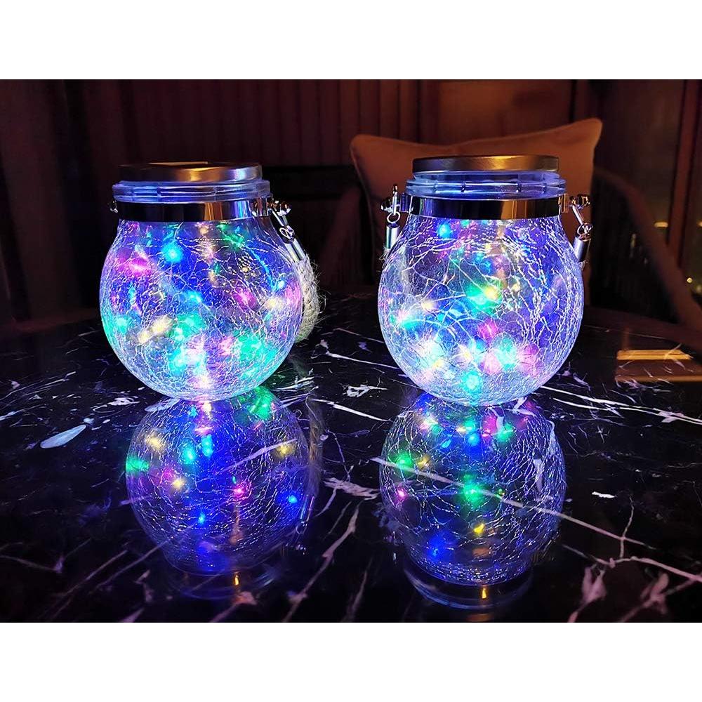 Paquete de 2 luces LED solares KIMI HOUSE vidrio agrietado