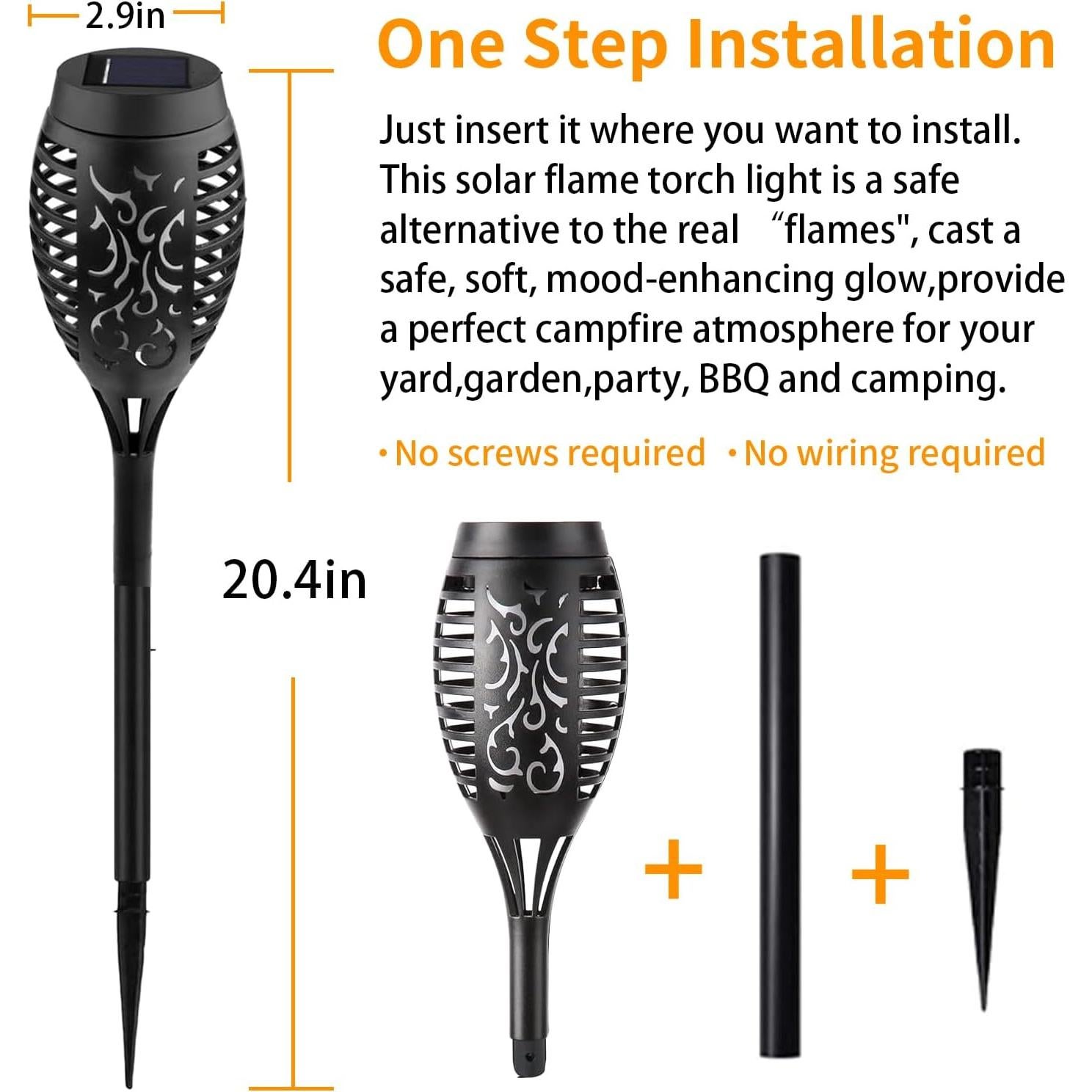 Luces Solares de Antorcha Swingers, 8 Unidades Amarillo IP65