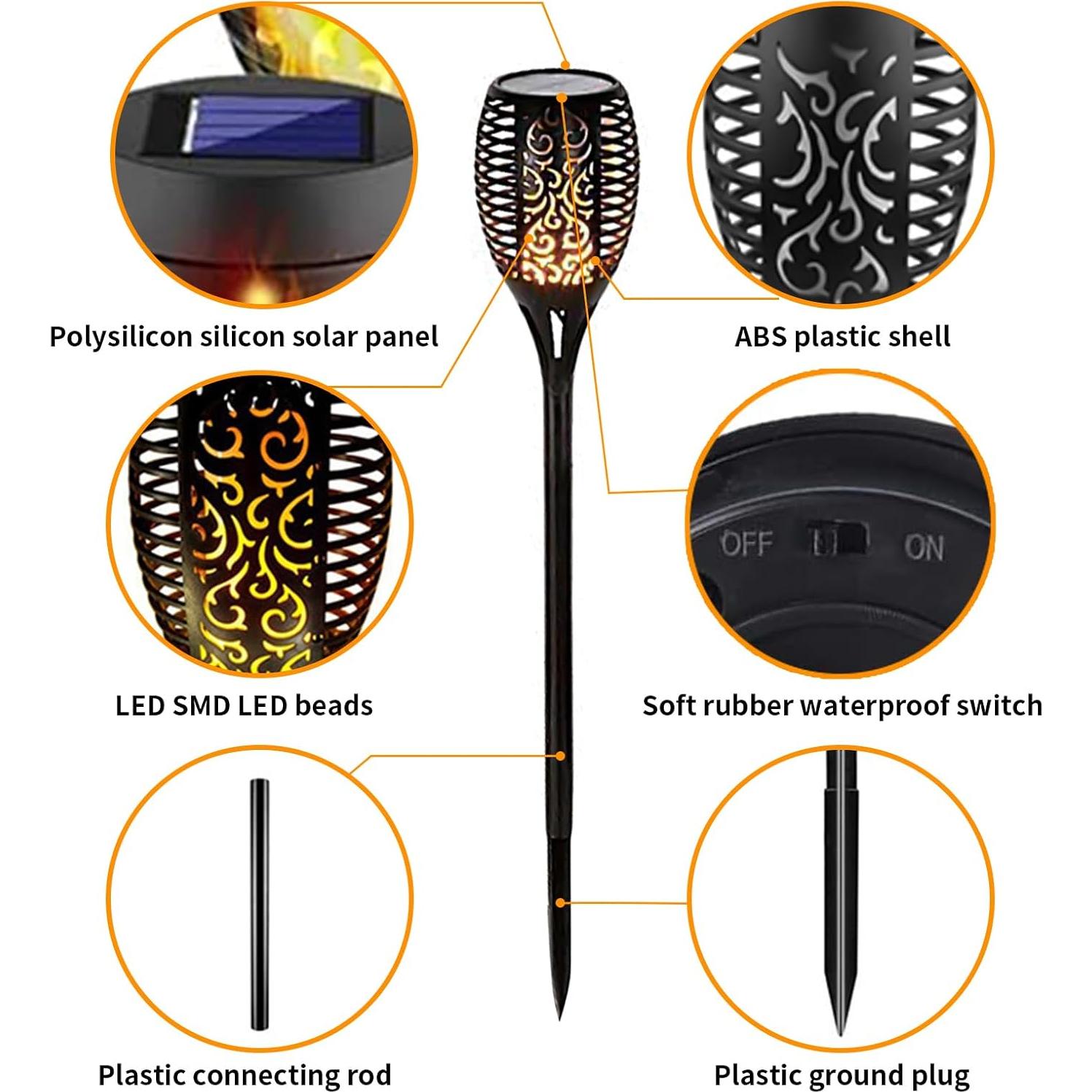 Luces Solares de Antorcha Swingers, 8 Unidades Amarillo IP65