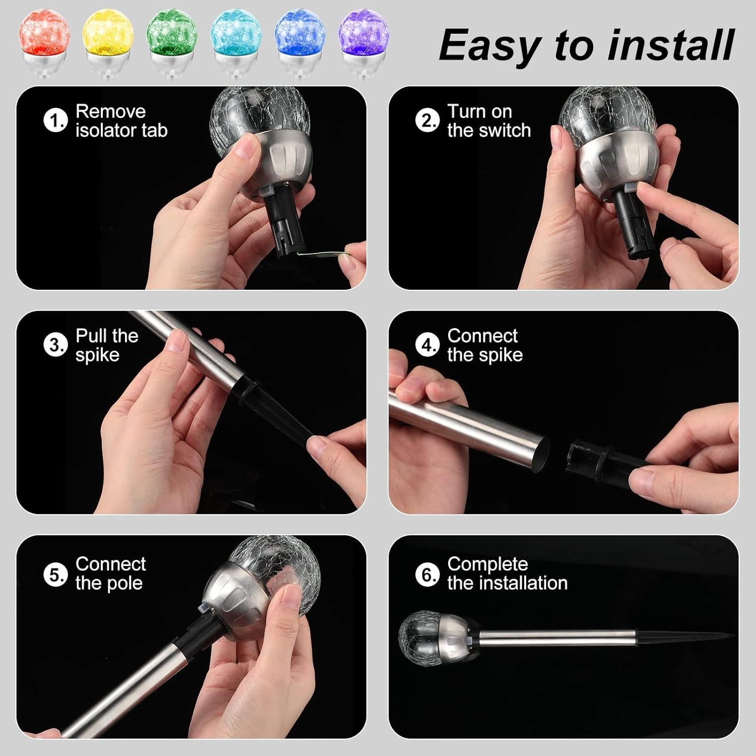 Luces Solares Decorativas BBTO 12 Pcs LED Multicolor Jardín