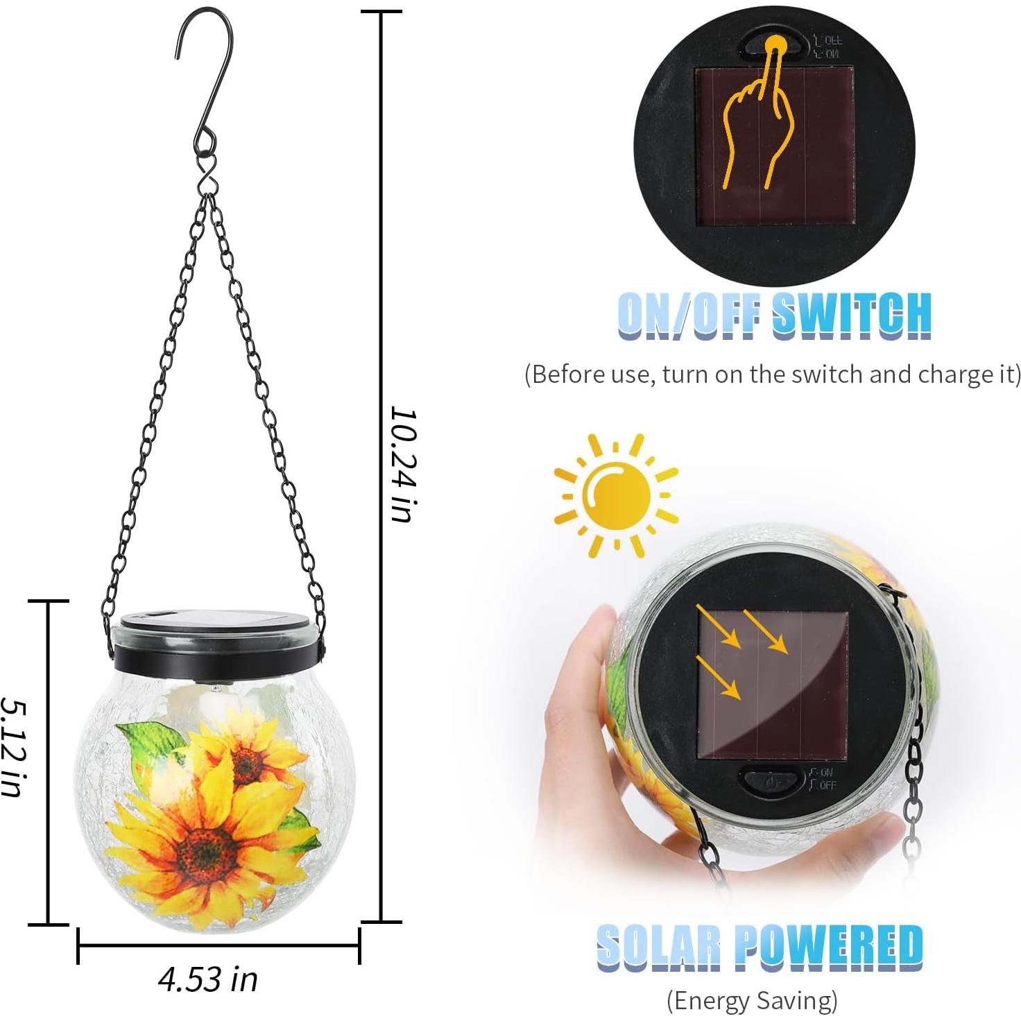 Paquete de 3 Linternas Solares Colgantes DreamGARDEN Vidrio Craquelado