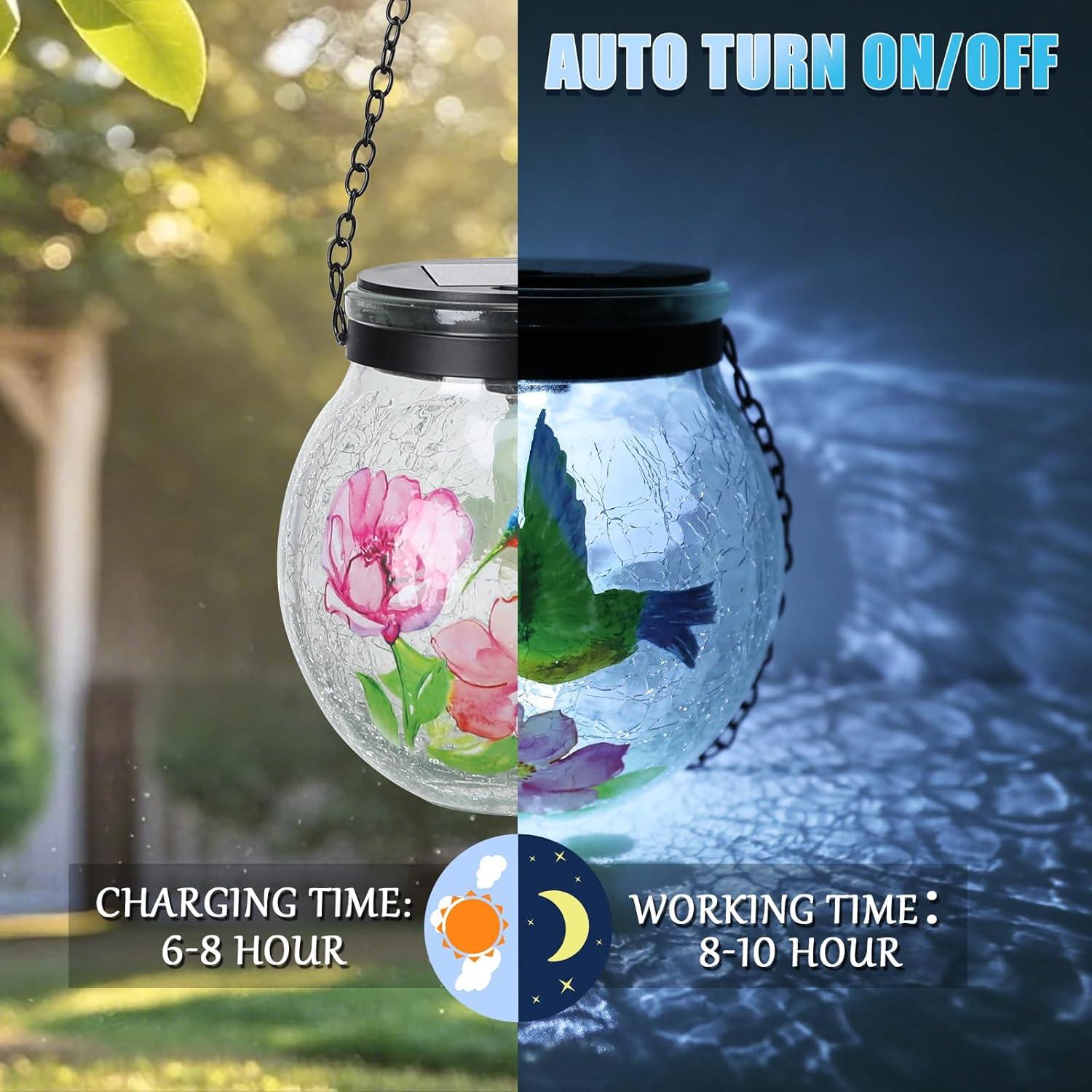 Paquete de 3 Linternas Solares Colgantes DreamGARDEN Vidrio Craquelado