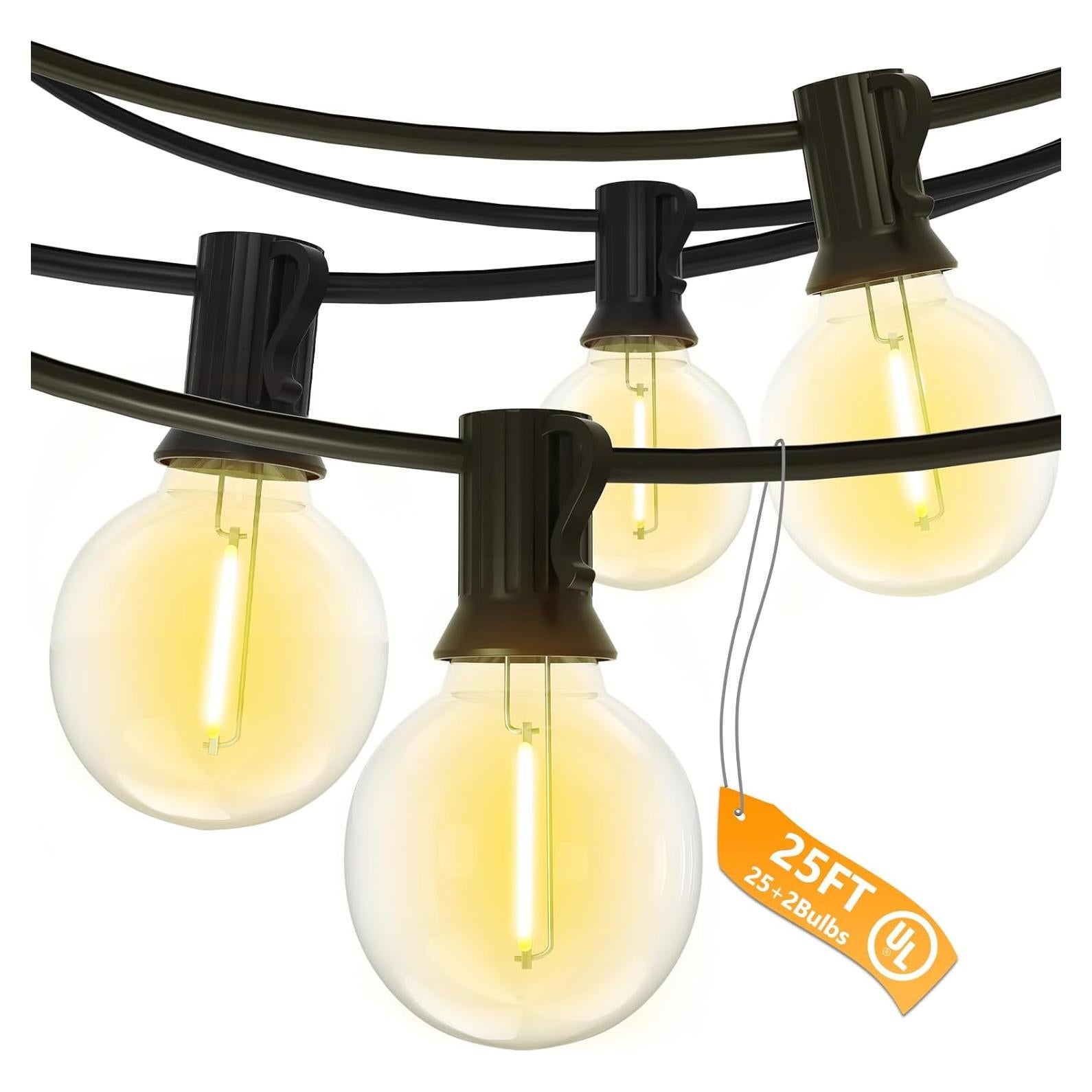 Luces de Cuerda LED G40 SUNSGNE 7.62m 25 Bombillas E12