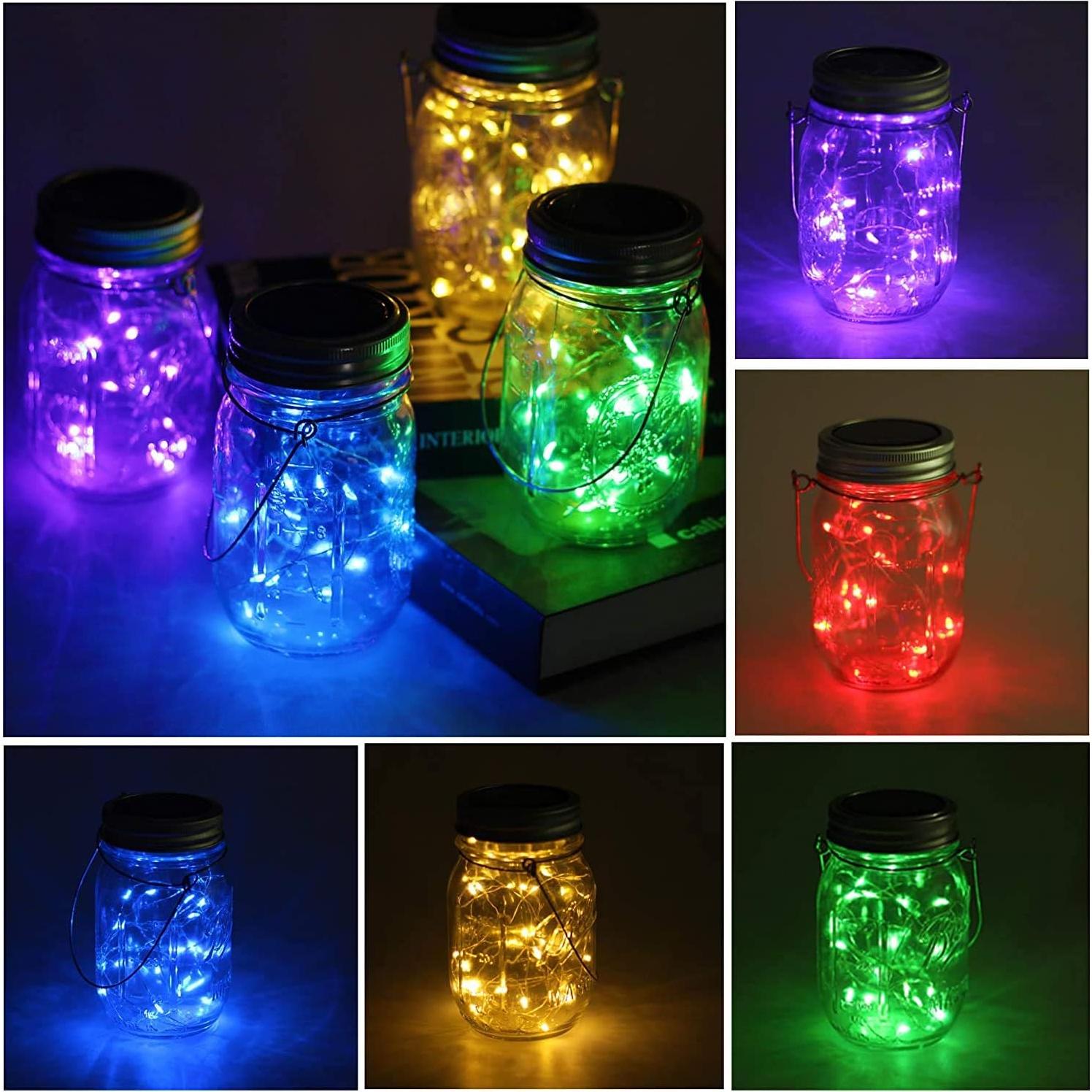 Luces de tapa solar para frascos de vidrio ANGMLN, 10 LEDs