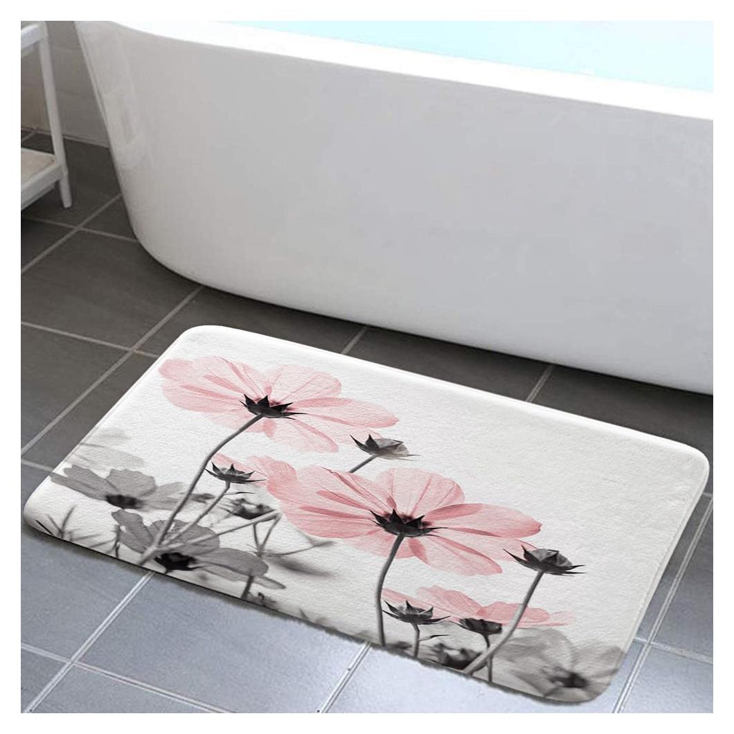 Alfombrilla de baño MERCHR rosa floral 43x74 cm antideslizante