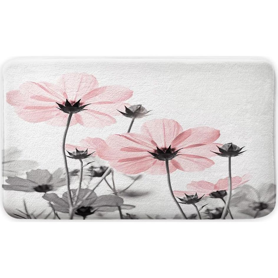 Alfombrilla de baño MERCHR rosa floral 43x74 cm antideslizante