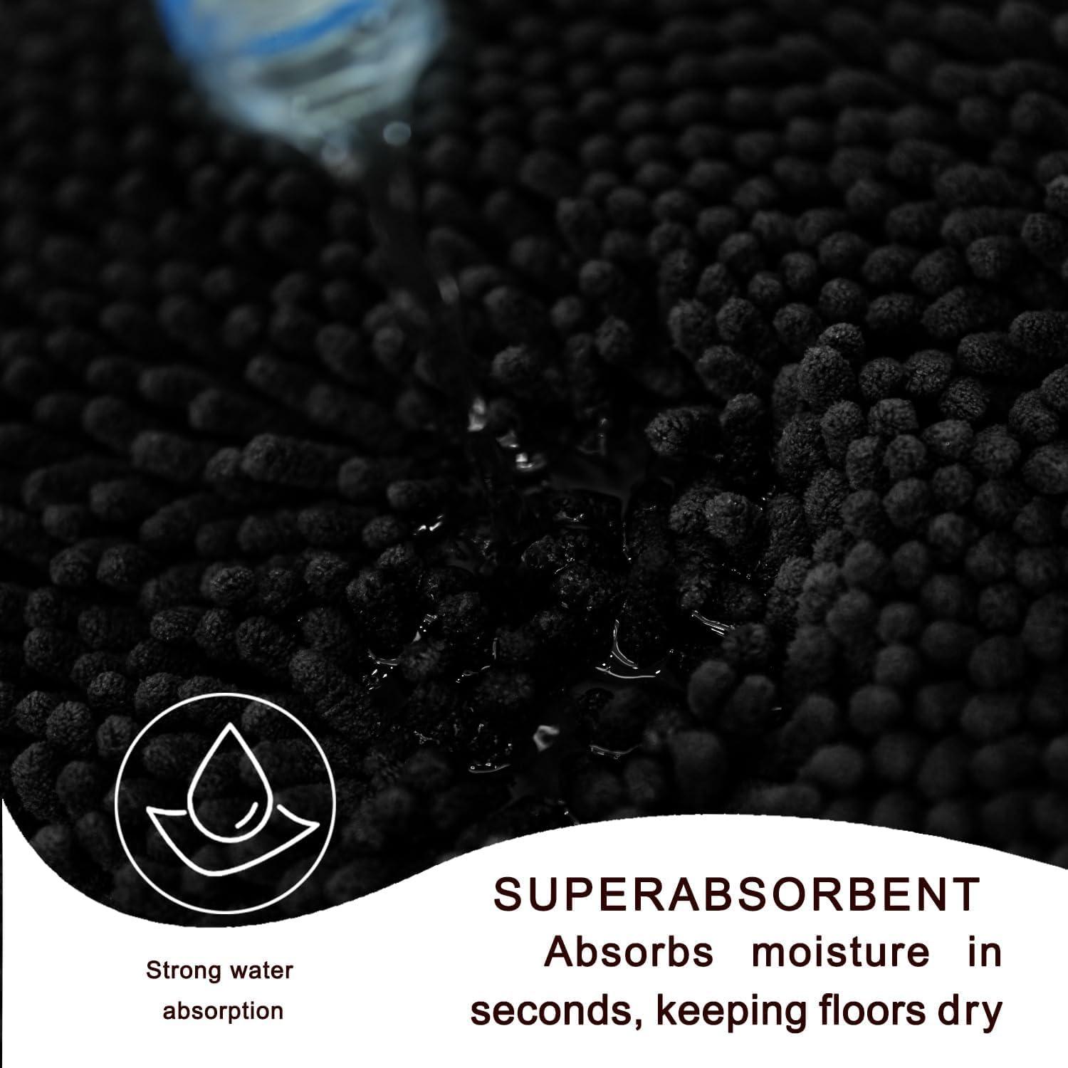 Alfombra de Baño BOANKODU 58x36 cm Antideslizante Negra