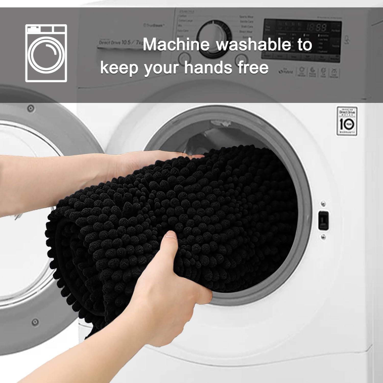 Alfombra de Baño BOANKODU 58x36 cm Antideslizante Negra