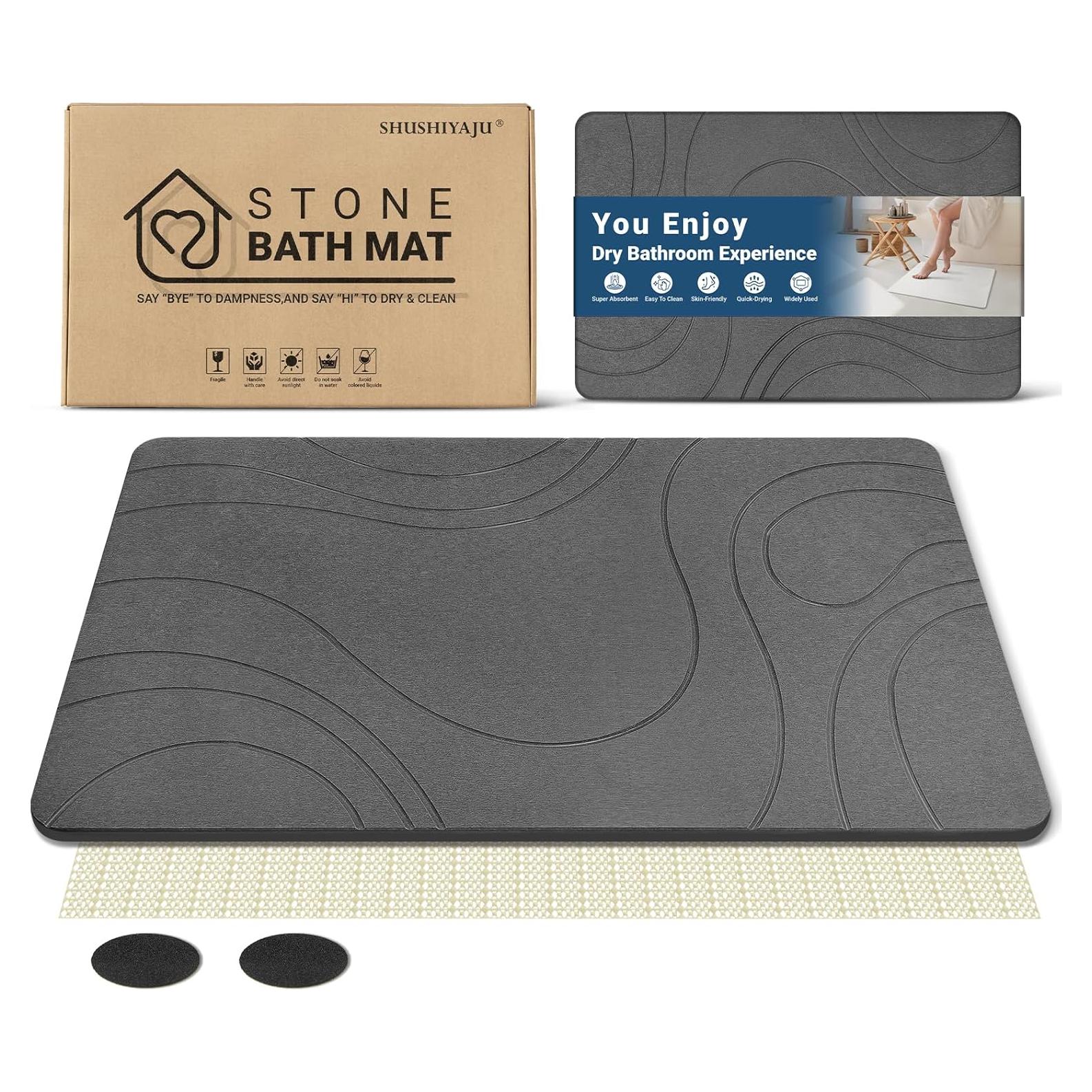 Alfombra de Baño Antideslizante SHUSHIYAJU 61x39cm Gris