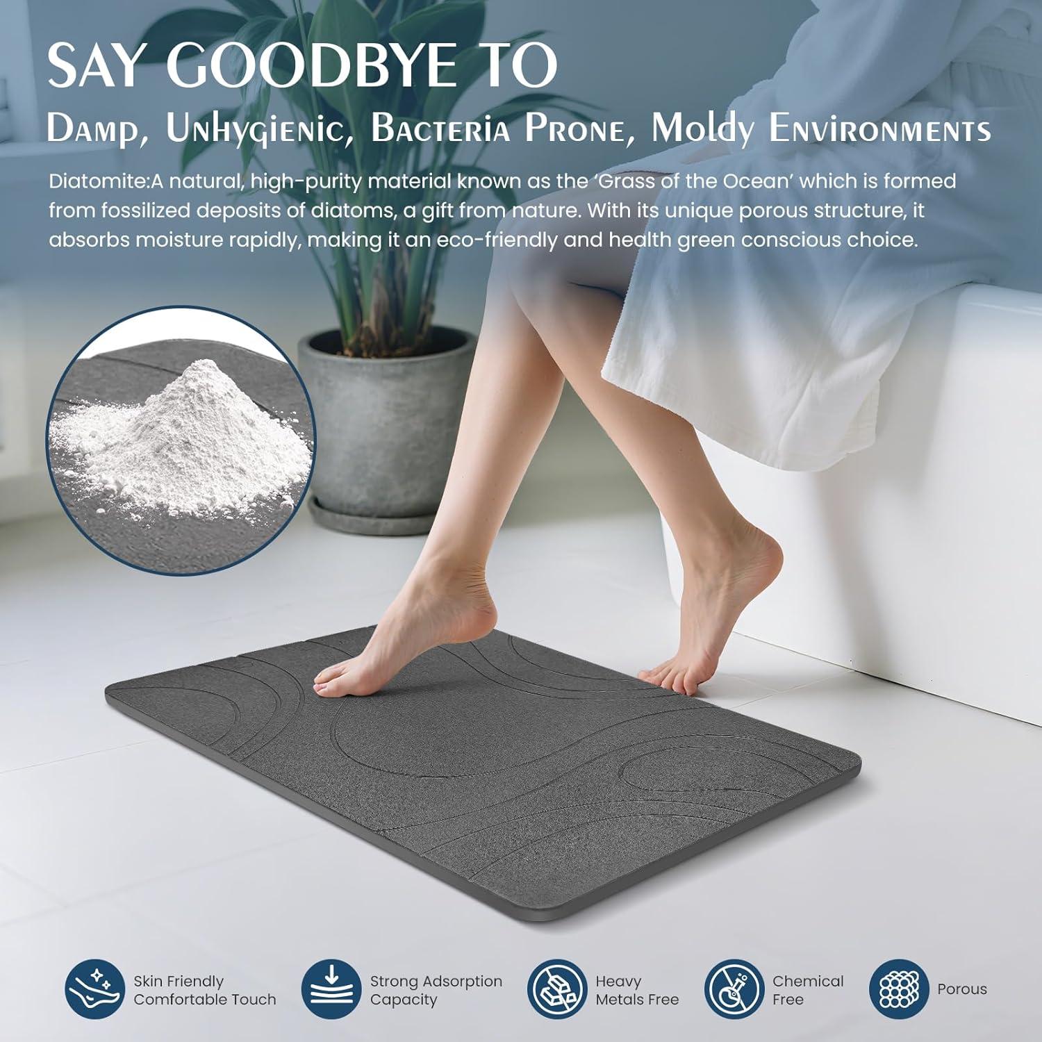 Alfombra de Baño Antideslizante SHUSHIYAJU 61x39cm Gris