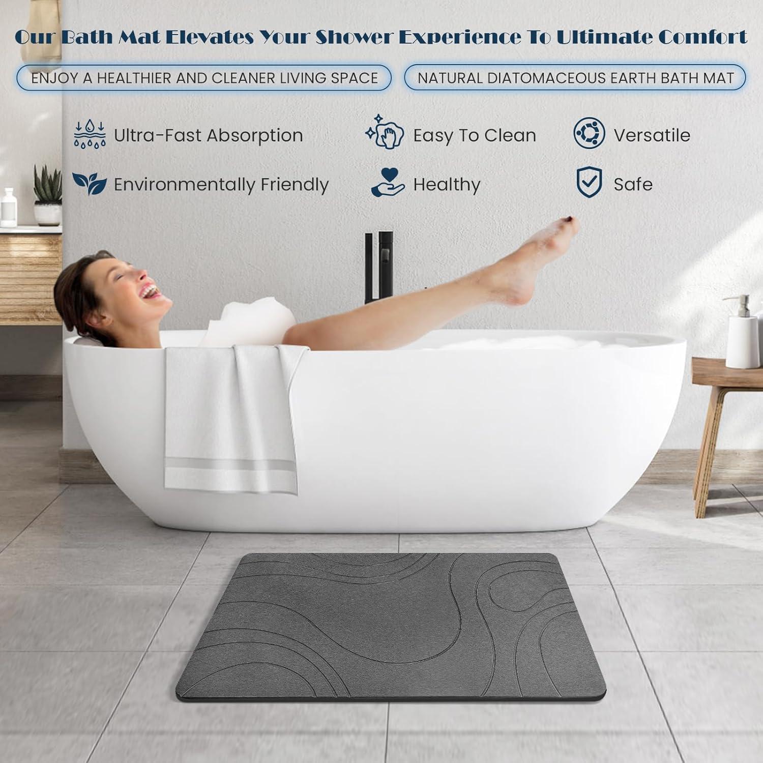 Alfombra de Baño Antideslizante SHUSHIYAJU 61x39cm Gris