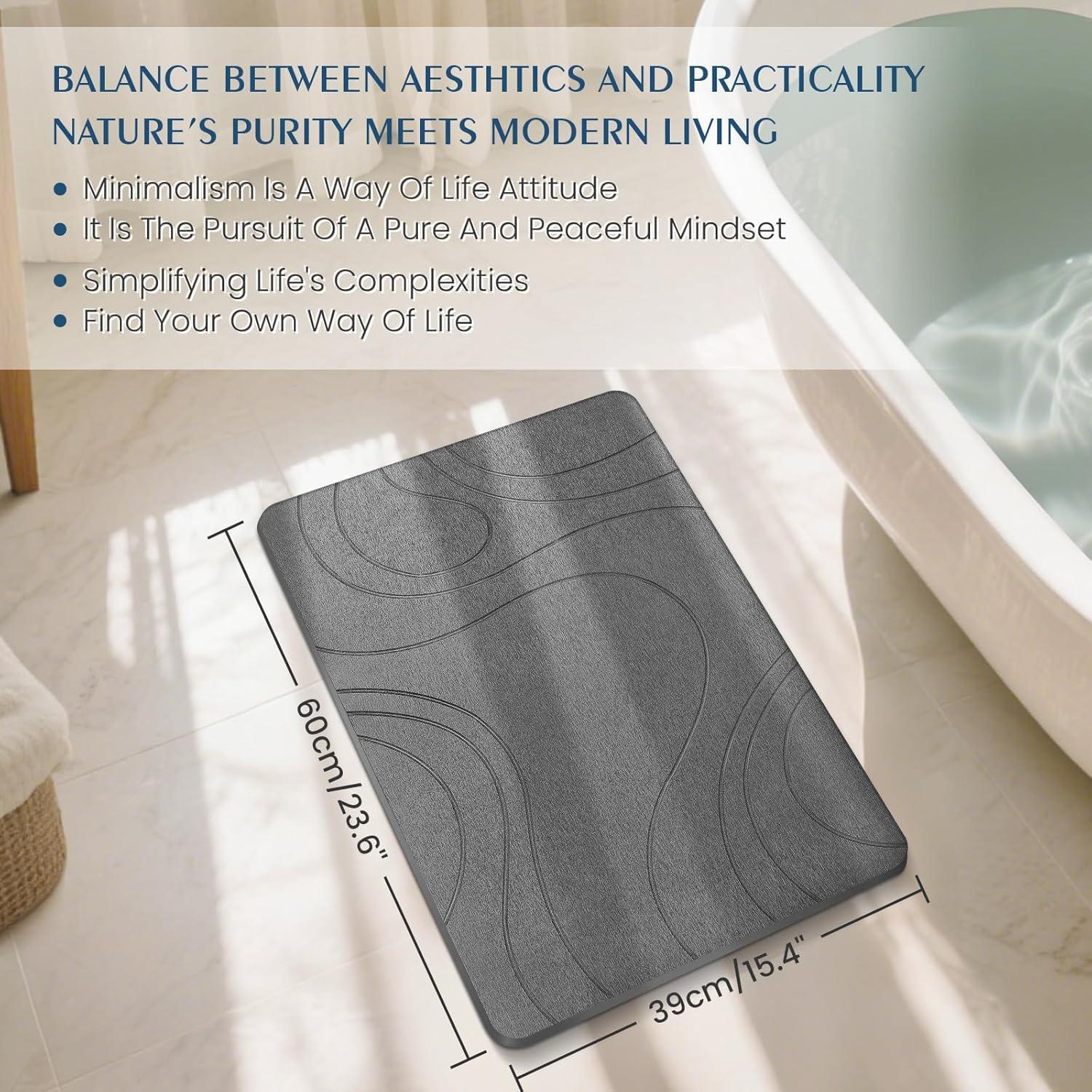 Alfombra de Baño Antideslizante SHUSHIYAJU 61x39cm Gris