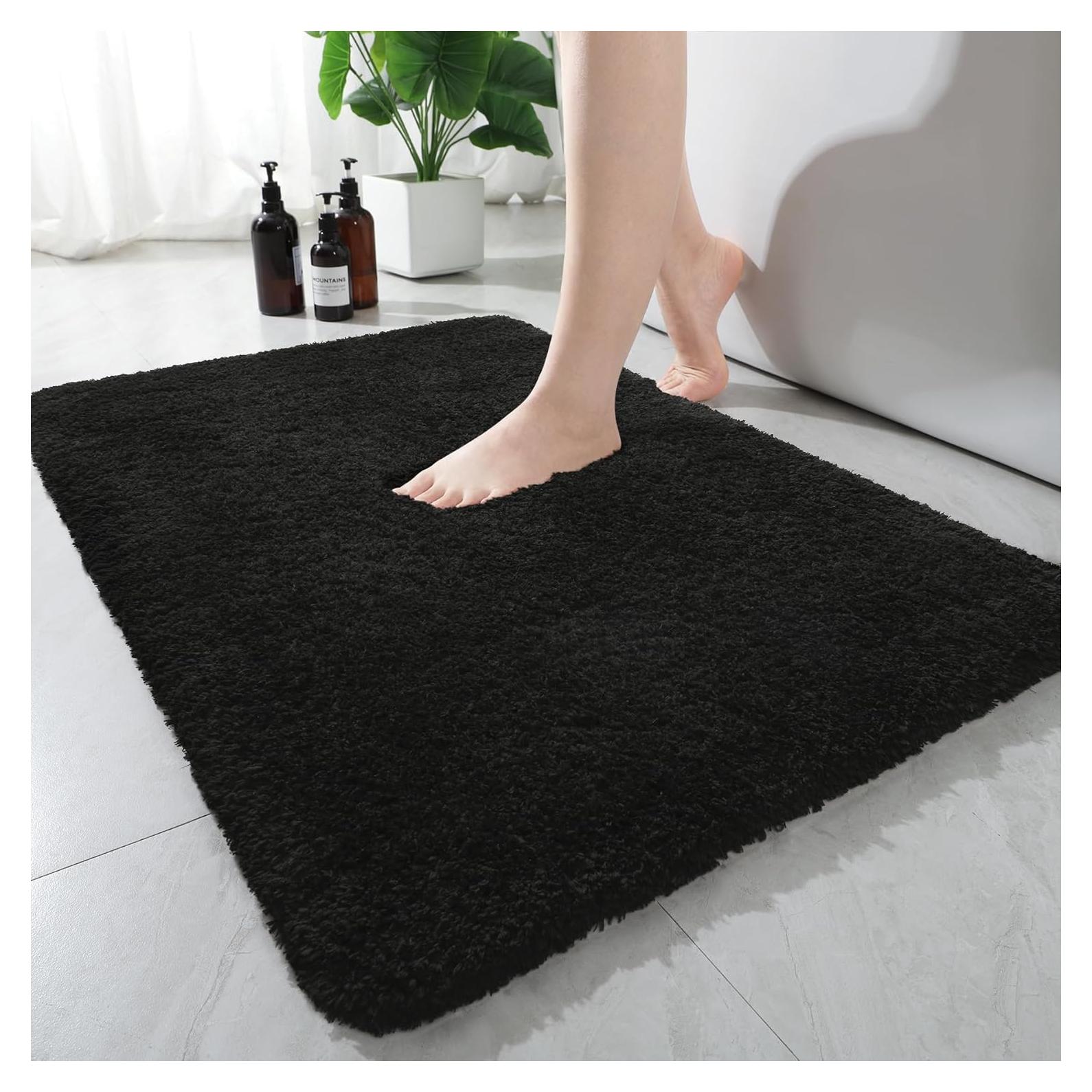 Alfombra de Baño AROGAN Antideslizante Microfibra 61x43cm Negro