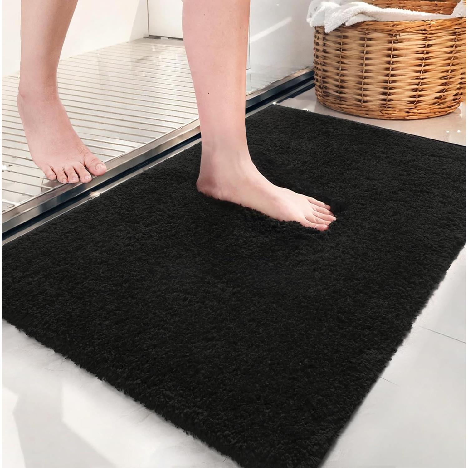 Alfombra de Baño AROGAN Antideslizante Microfibra 61x43cm Negro