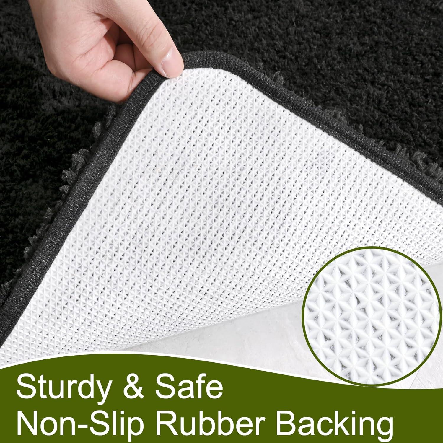 Alfombra de Baño AROGAN Antideslizante Microfibra 61x43cm Negro