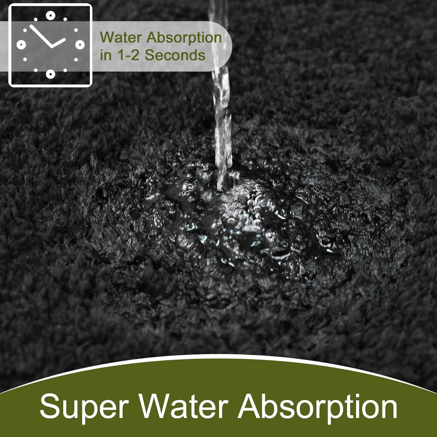 Alfombra de Baño AROGAN Antideslizante Microfibra 61x43cm Negro