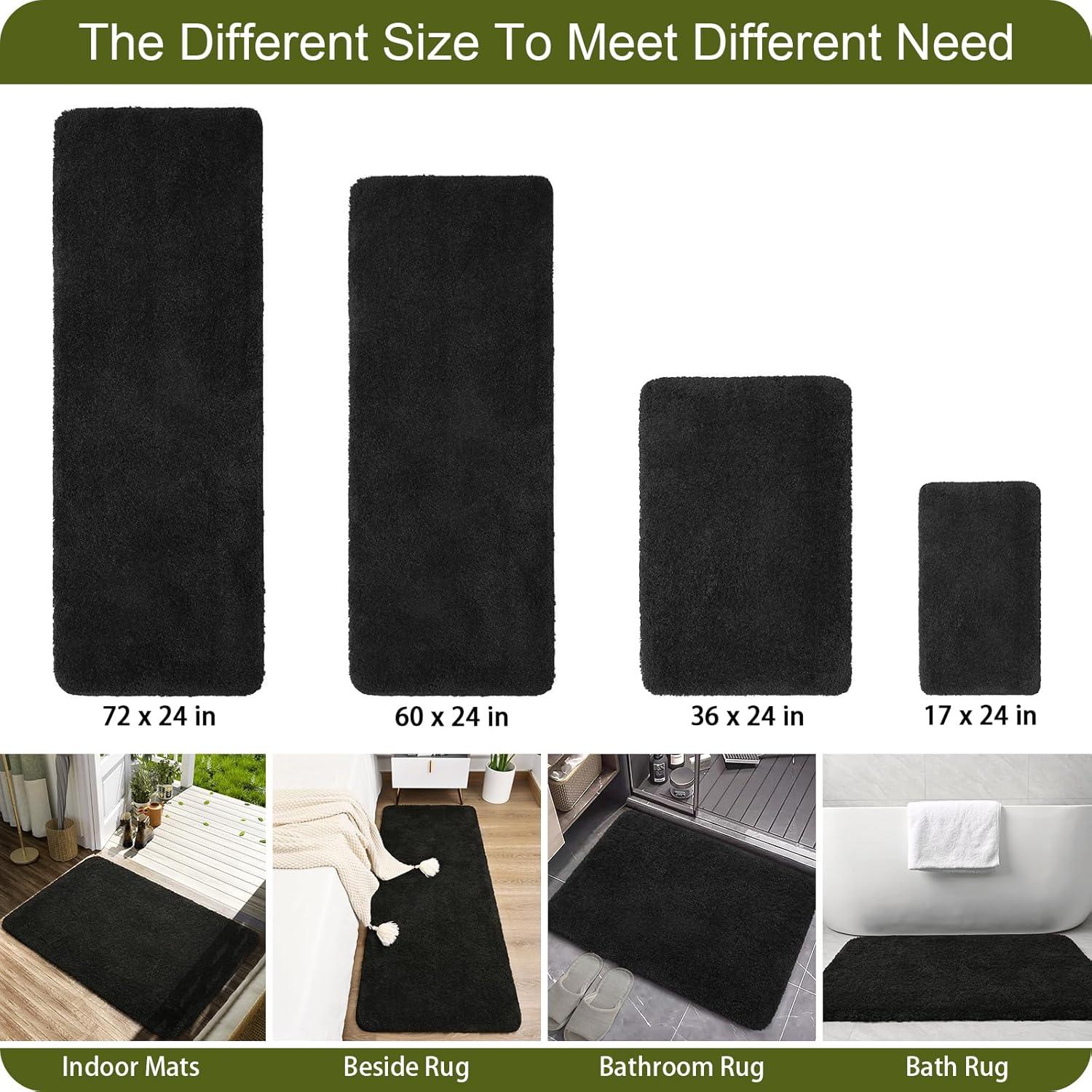 Alfombra de Baño AROGAN Antideslizante Microfibra 61x43cm Negro