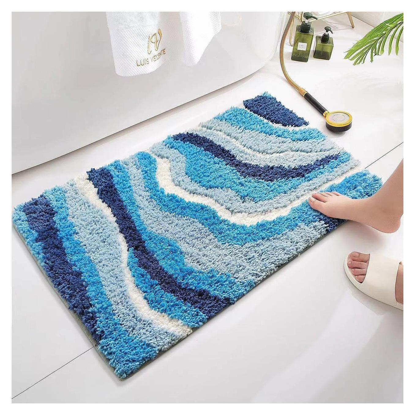 Alfombra de Baño FJMCOZY CR-waveblue2 Azul Onda del Mar 78x51cm