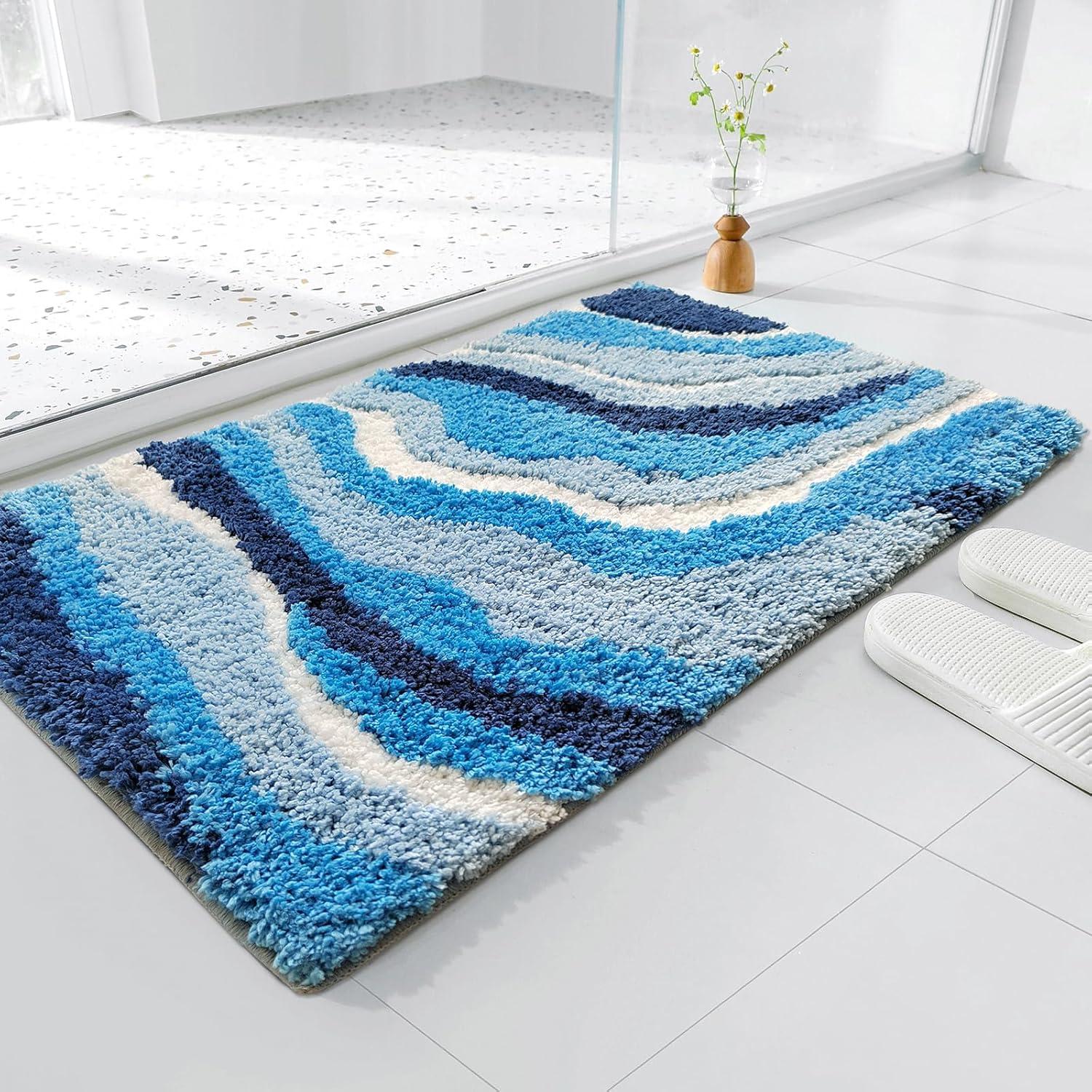 Alfombra de Baño FJMCOZY CR-waveblue2 Azul Onda del Mar 78x51cm