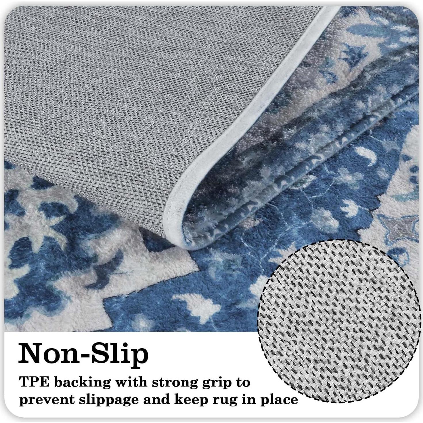 Alfombrilla de Baño Antideslizante Uphome Boho Azul 50x79 cm