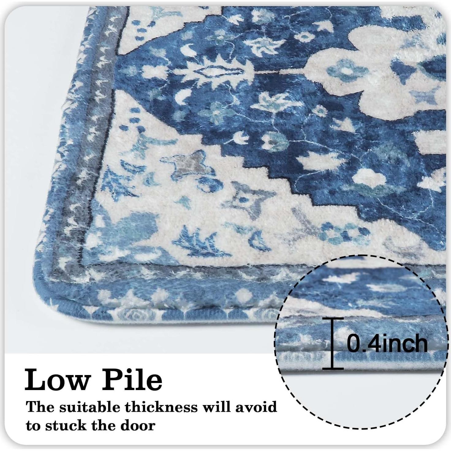 Alfombrilla de Baño Antideslizante Uphome Boho Azul 50x79 cm