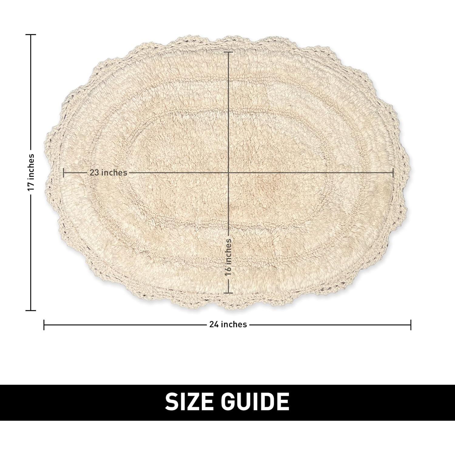 Alfombra de baño ovalada Chardin Home 100% algodón marfil 43x61 cm