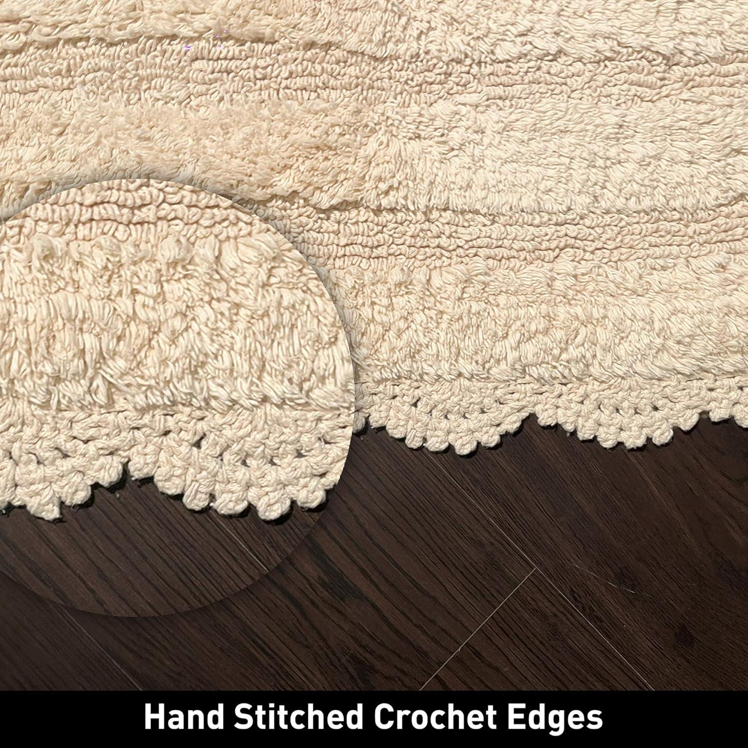 Alfombra de baño ovalada Chardin Home 100% algodón marfil 43x61 cm