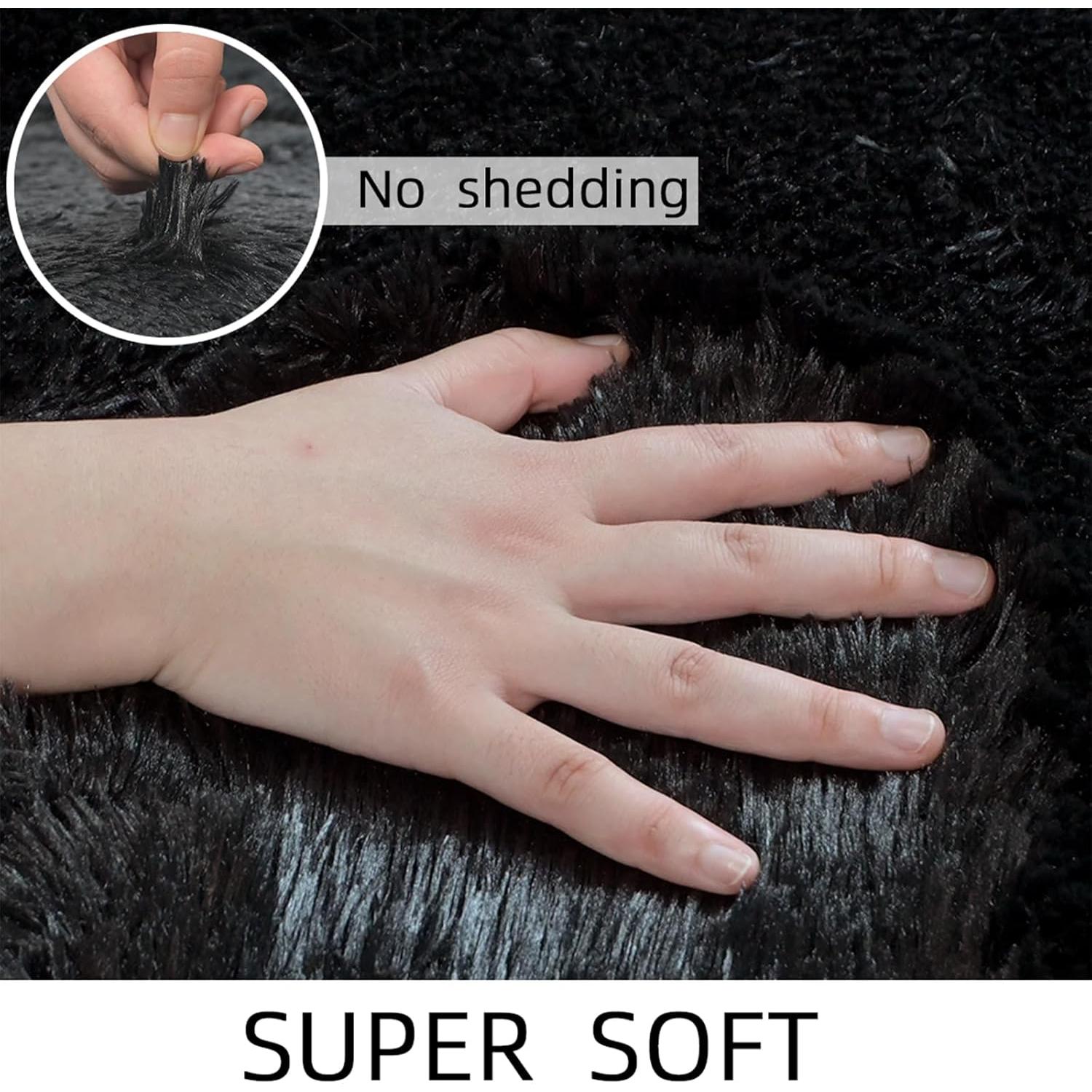 Alfombra Shag Negra 0.61x0.91m MATIIUI Ultra Suave