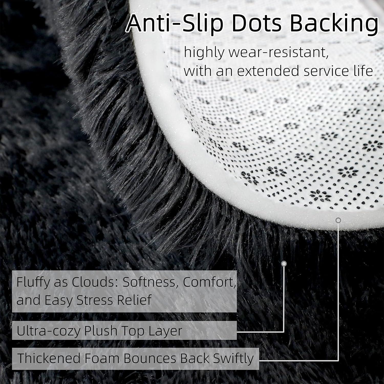 Alfombra Shag Negra 0.61x0.91m MATIIUI Ultra Suave