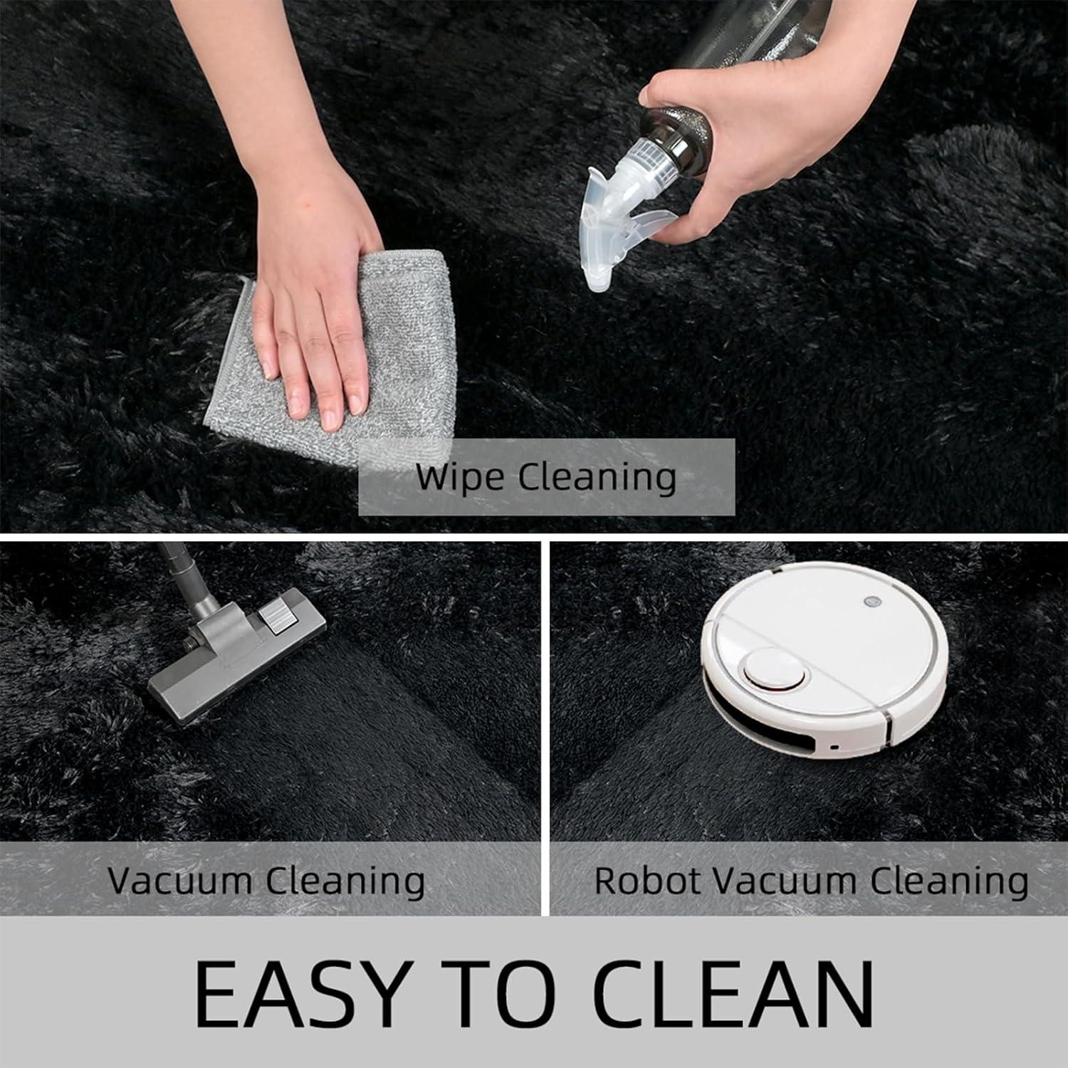 Alfombra Shag Negra 0.61x0.91m MATIIUI Ultra Suave