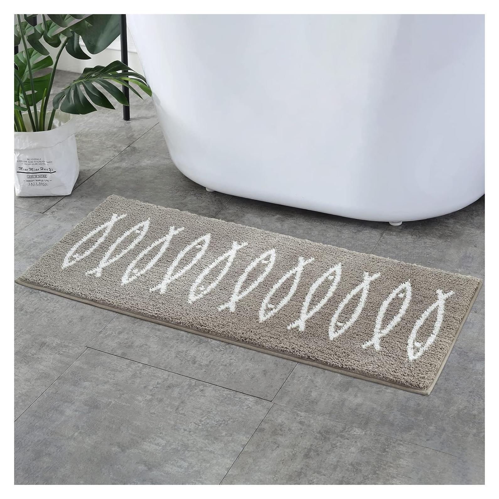 Alfombra de Baño ZOESIOER Microfibra Gris Marrón 45x119cm