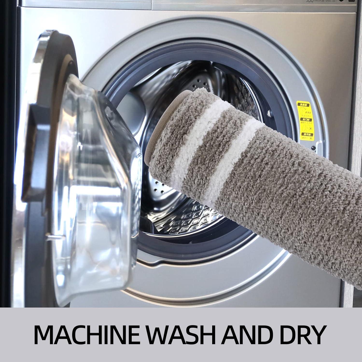 Alfombra de Baño ZOESIOER Microfibra Gris Marrón 45x119cm