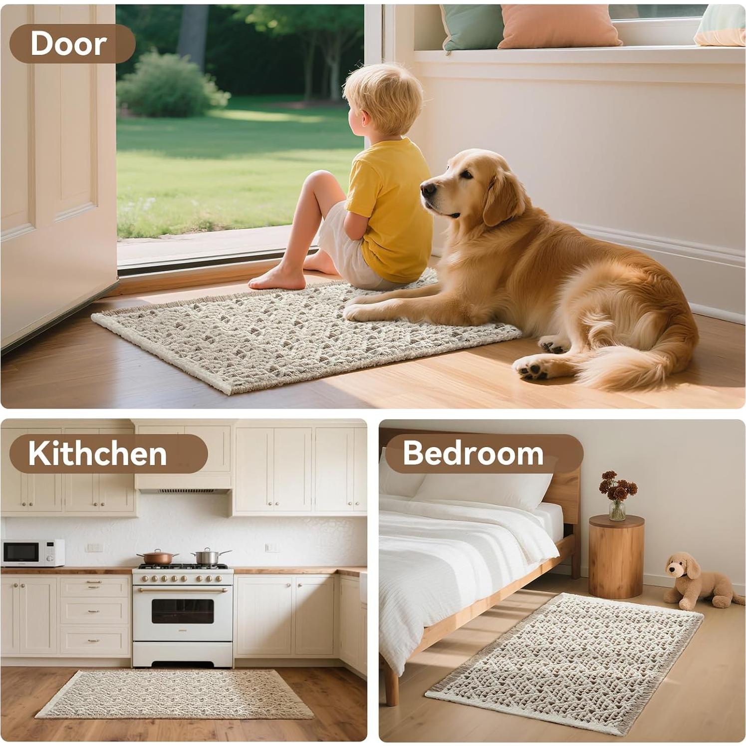 Alfombra de Baño QiCaiJia Waffle 43x61 cm Antideslizante