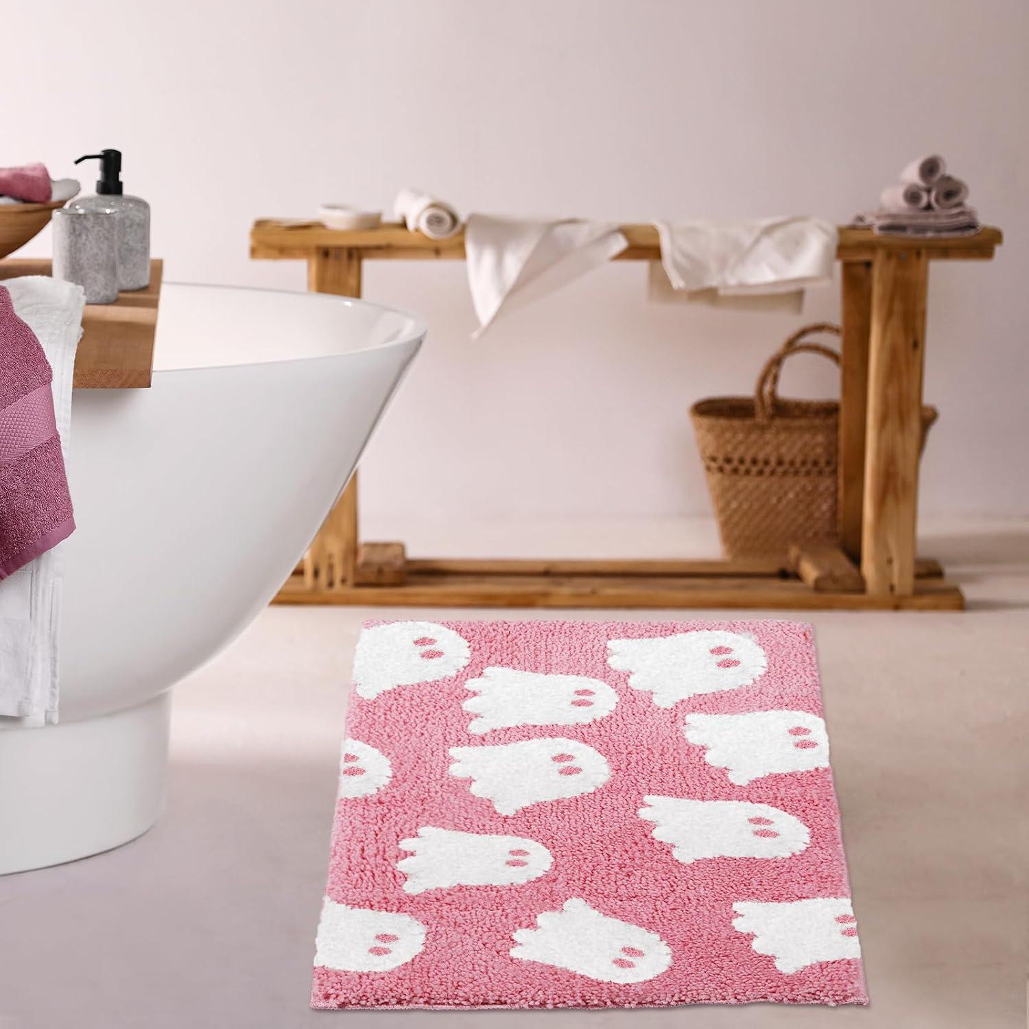 Alfombra de baño antideslizante Hillsuren fantasma rosa 40x60cm