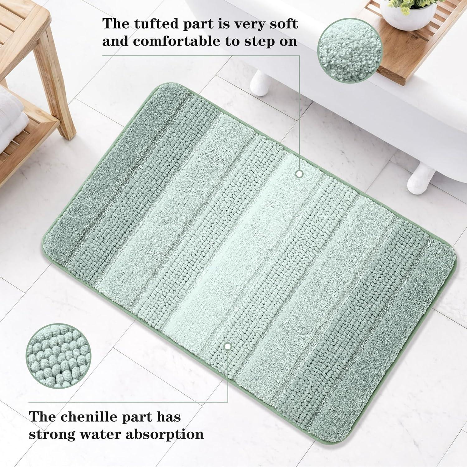 Alfombrilla de Baño Kmson Verde 43x61cm Antideslizante Microfibra