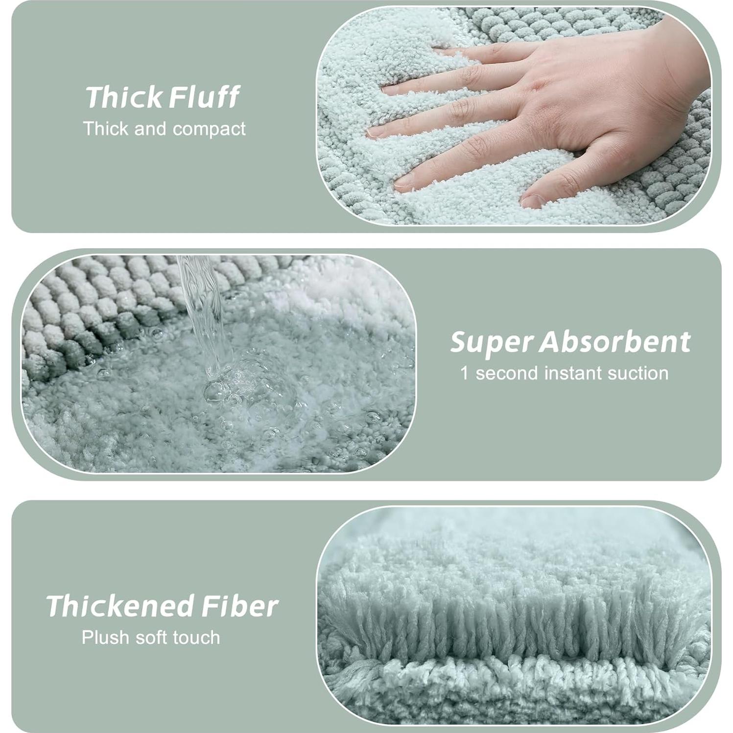 Alfombrilla de Baño Kmson Verde 43x61cm Antideslizante Microfibra