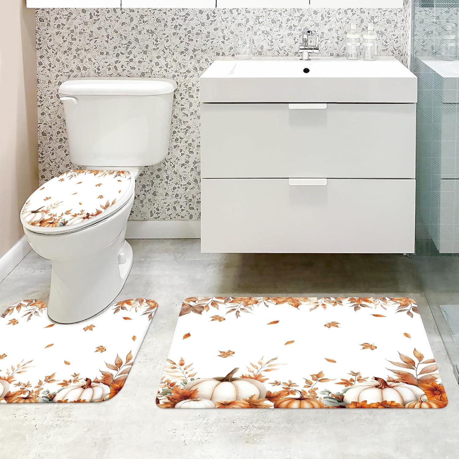 Conjunto de Cortina de Ducha Otoñal MEHOFOND 4 Piezas