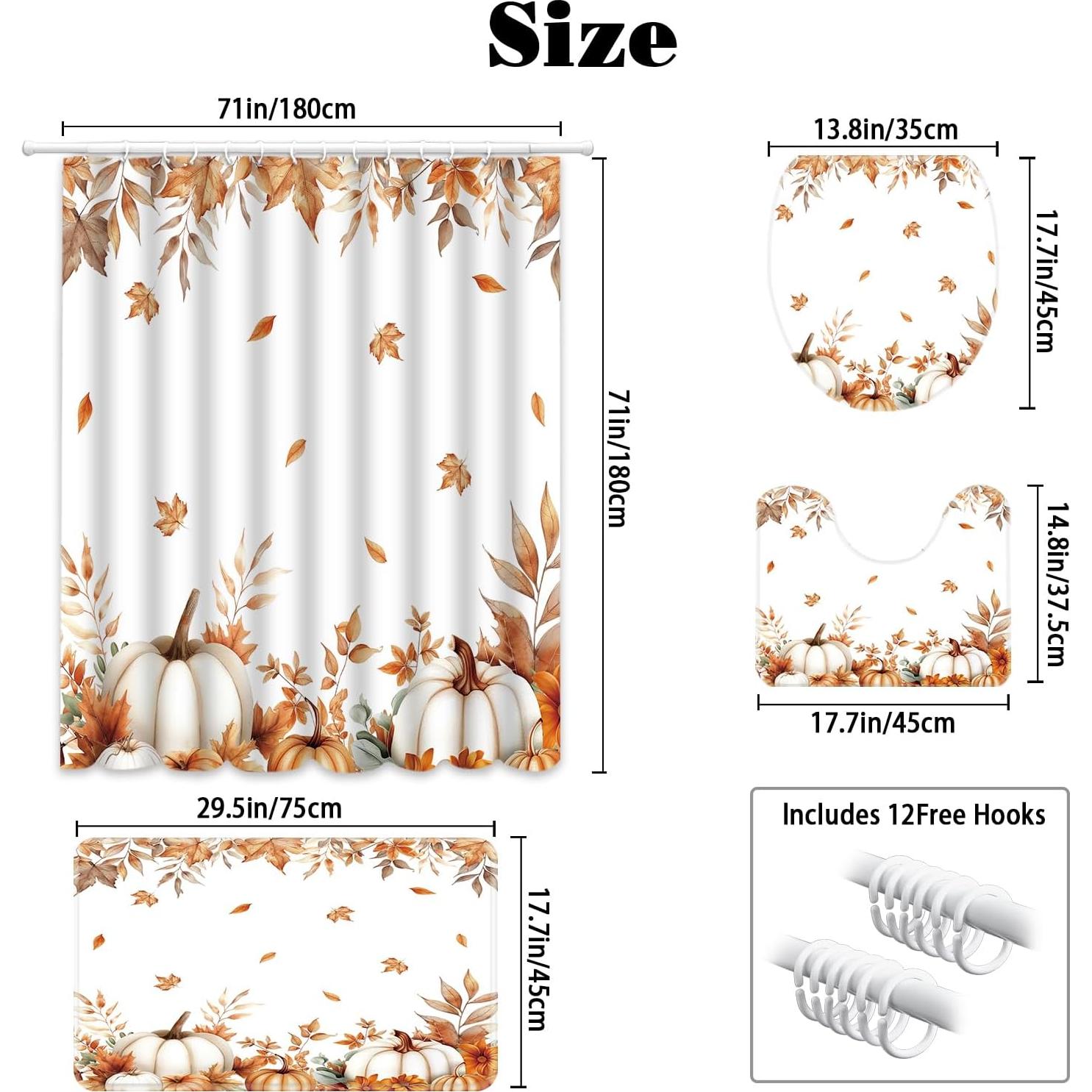 Conjunto de Cortina de Ducha Otoñal MEHOFOND 4 Piezas