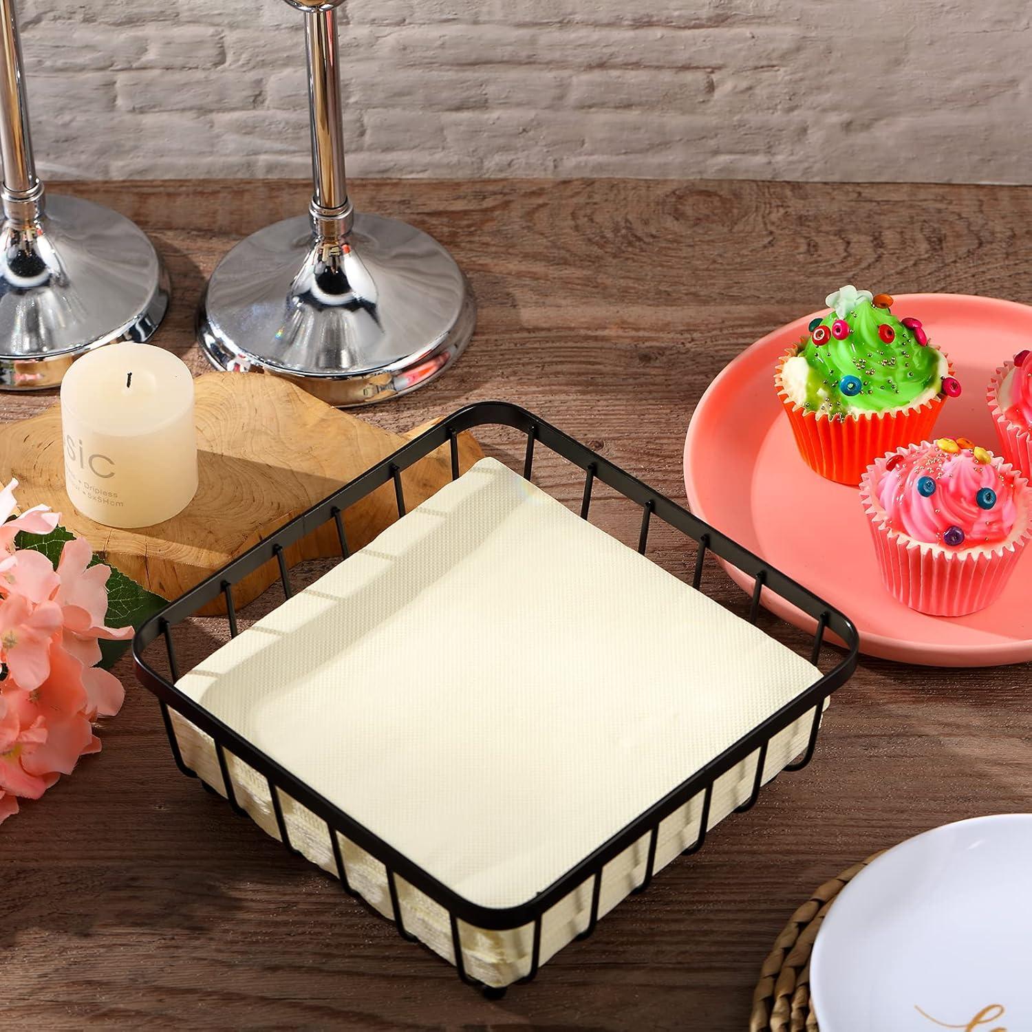 Soporte de Servilletas de Metal Hotop 2 Piezas Negro 20x20 cm