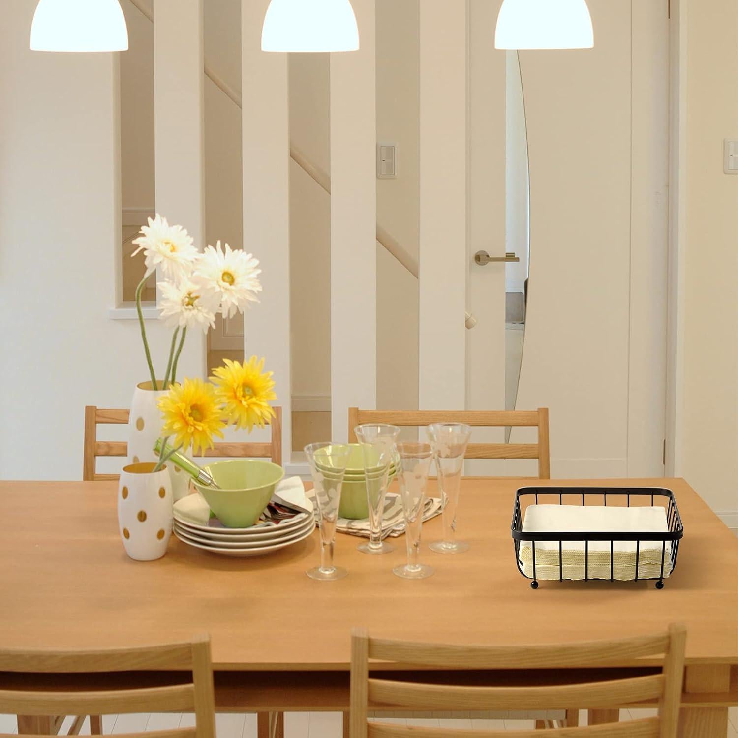 Soporte de Servilletas de Metal Hotop 2 Piezas Negro 20x20 cm