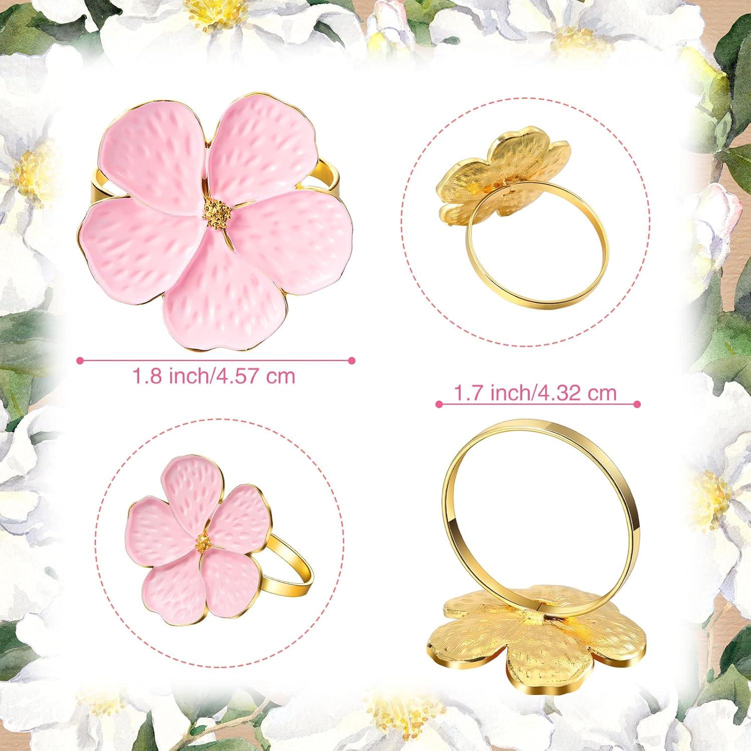 Conjunto de 12 Anillos de Servilleta Floral Dorado Patelai
