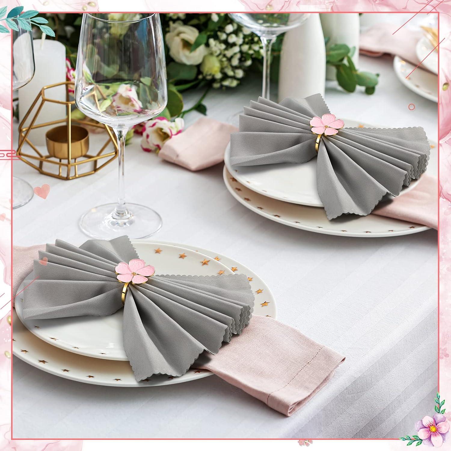 Conjunto de 12 Anillos de Servilleta Floral Dorado Patelai