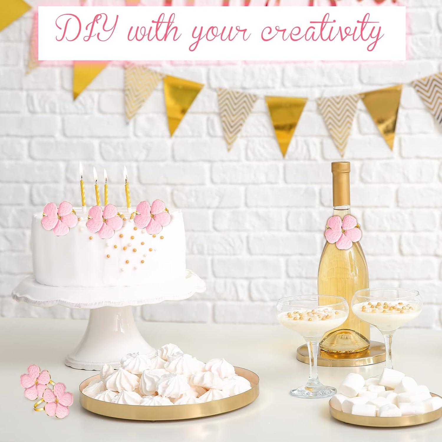 Conjunto de 12 Anillos de Servilleta Floral Dorado Patelai