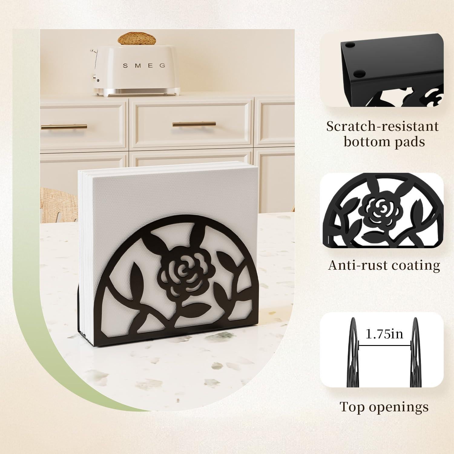 Soporte de Servilletas Epicano Rosa de Metal para Mesa 13.16 cm