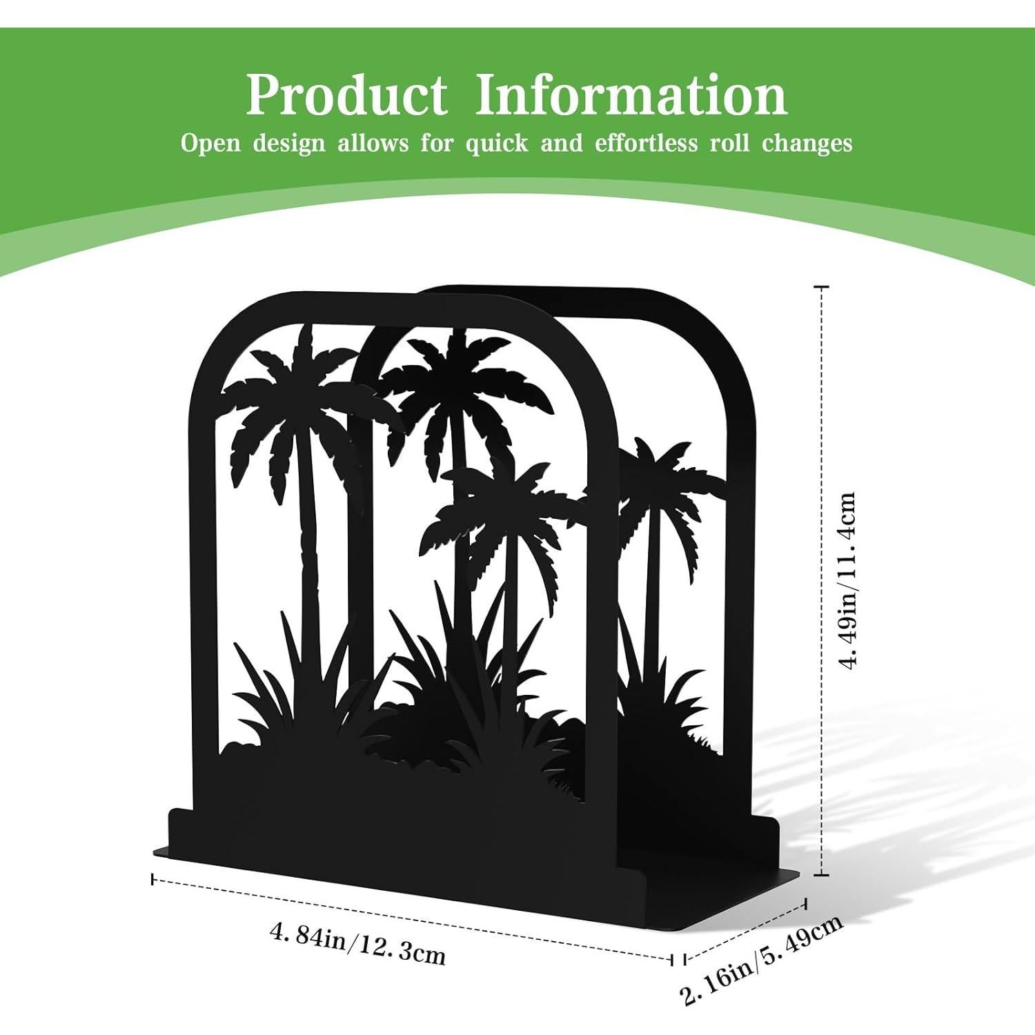 Soporte de Servilletas de Metal Negro con Diseño de Árbol de Coco