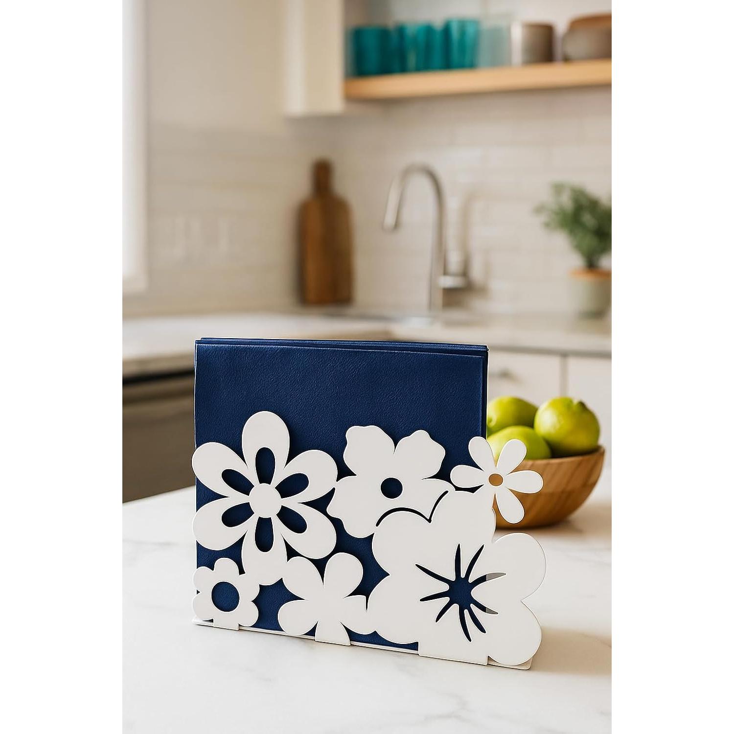 Soporte de Servilletas Mango Steam Blanco Moderno Metal 10.16 cm