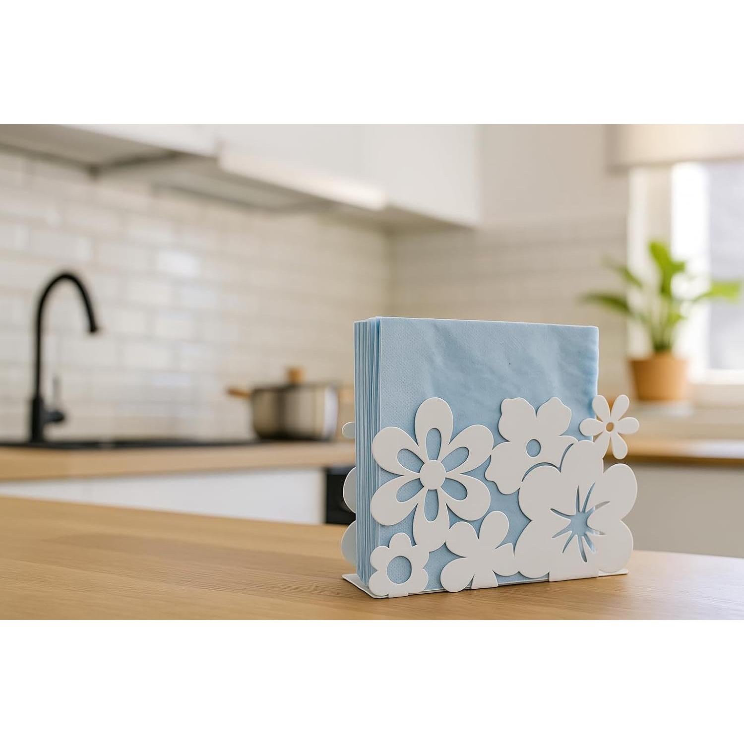 Soporte de Servilletas Mango Steam Blanco Moderno Metal 10.16 cm