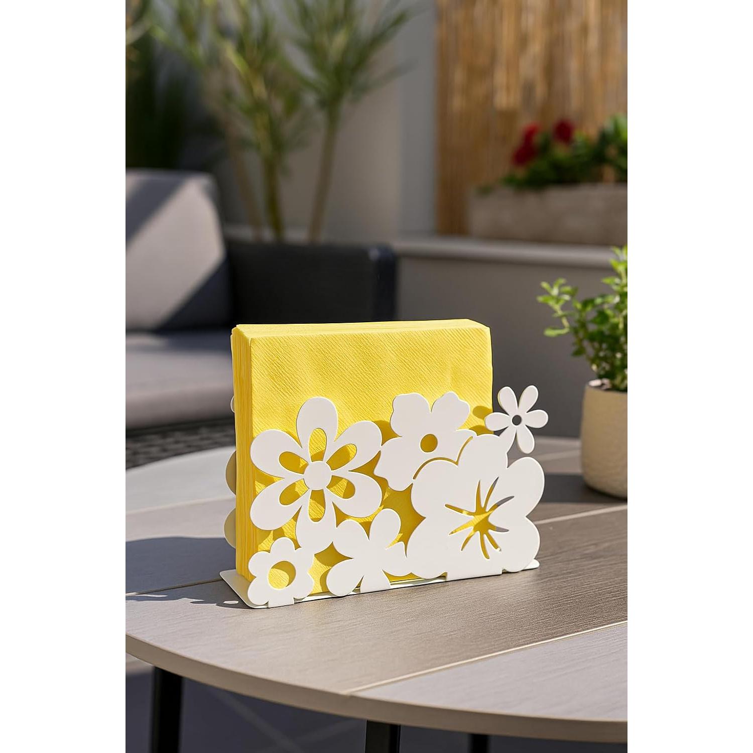 Soporte de Servilletas Mango Steam Blanco Moderno Metal 10.16 cm