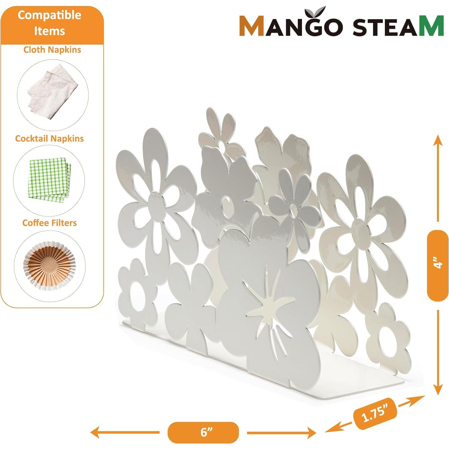 Soporte de Servilletas Mango Steam Blanco Moderno Metal 10.16 cm
