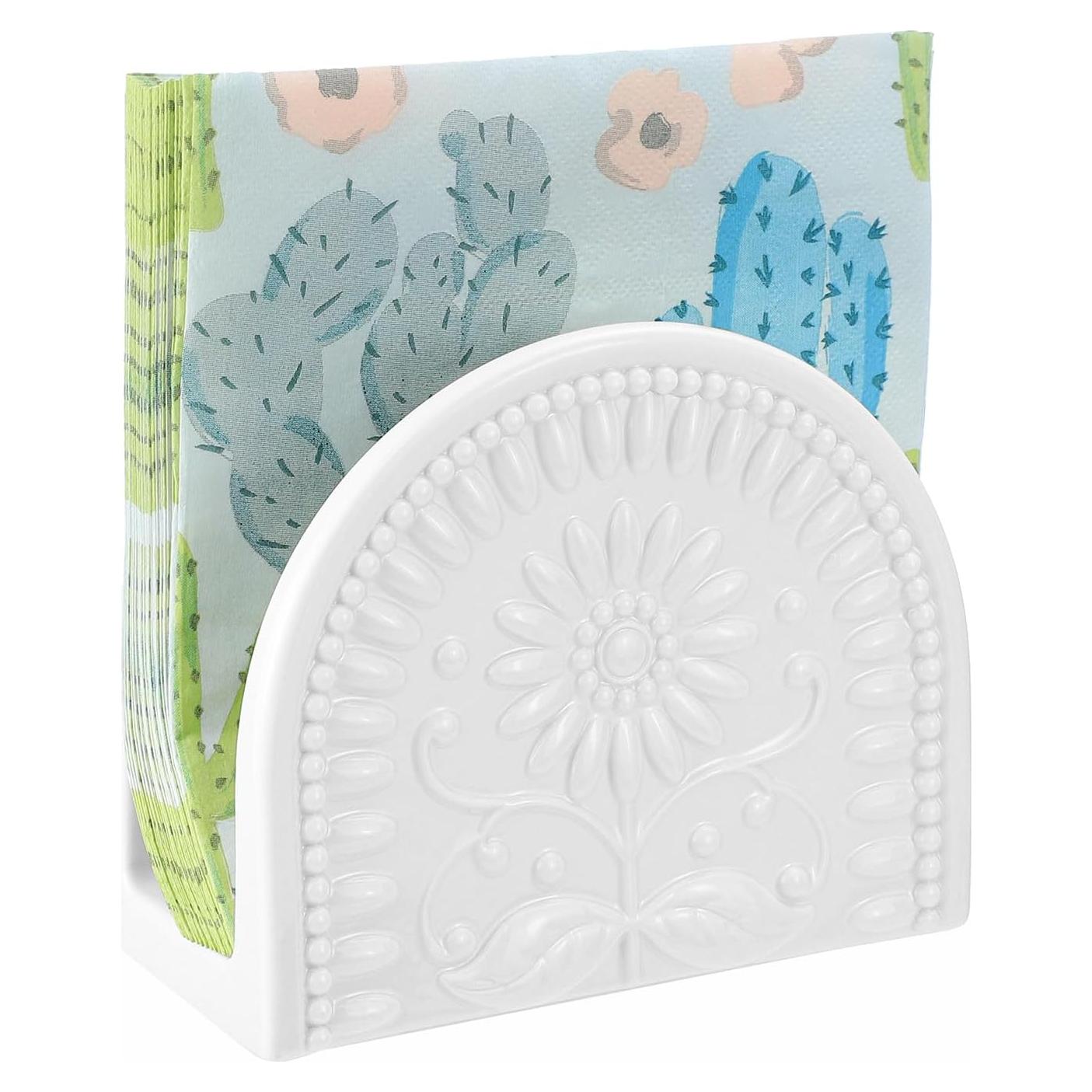 Soporte para Servilletas de Porcelana Sizikato Girasoles 15.24 cm